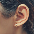 Gold Plated Sterling Silver Hoops With White Cz