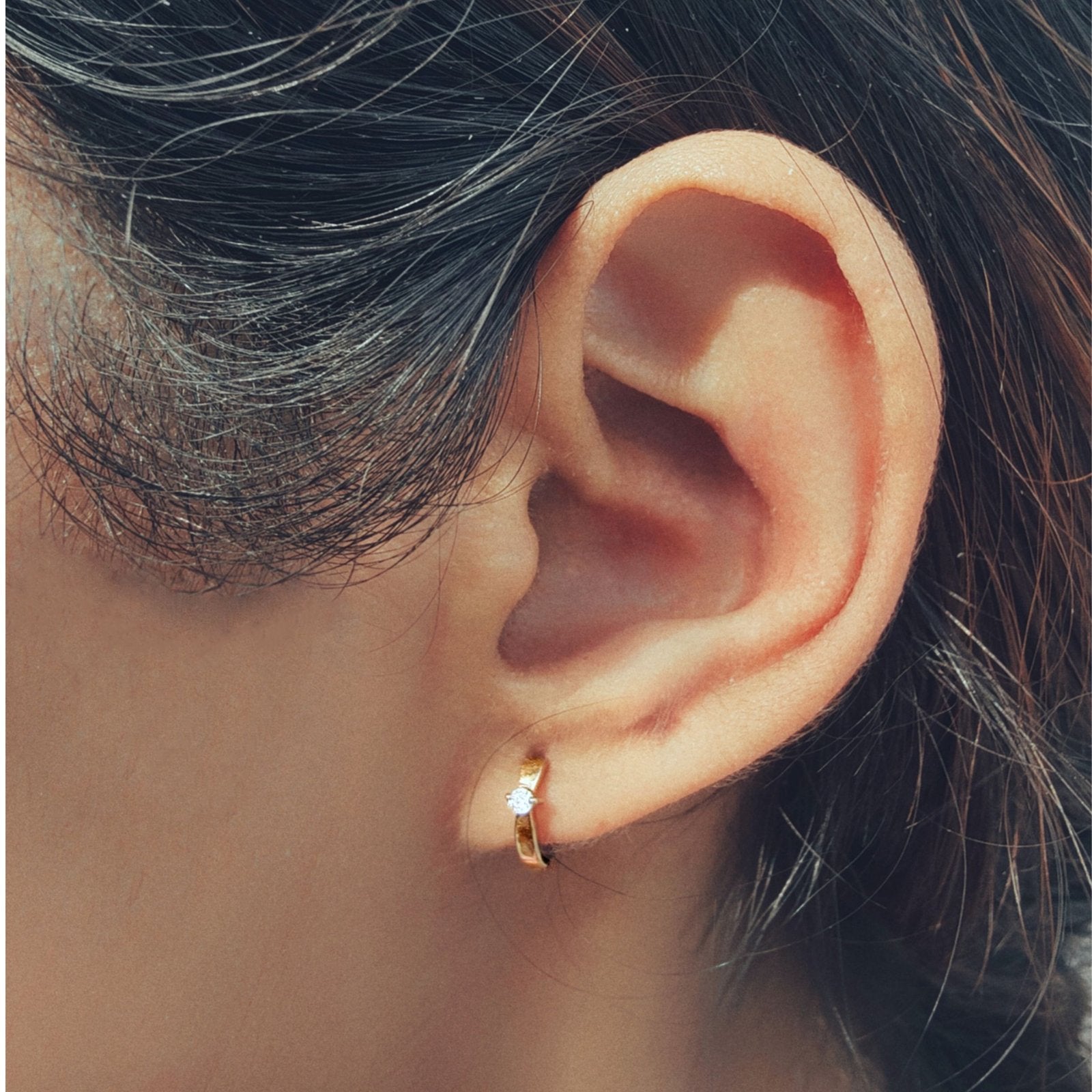 Gold Plated Sterling Silver Hoops With White Cz