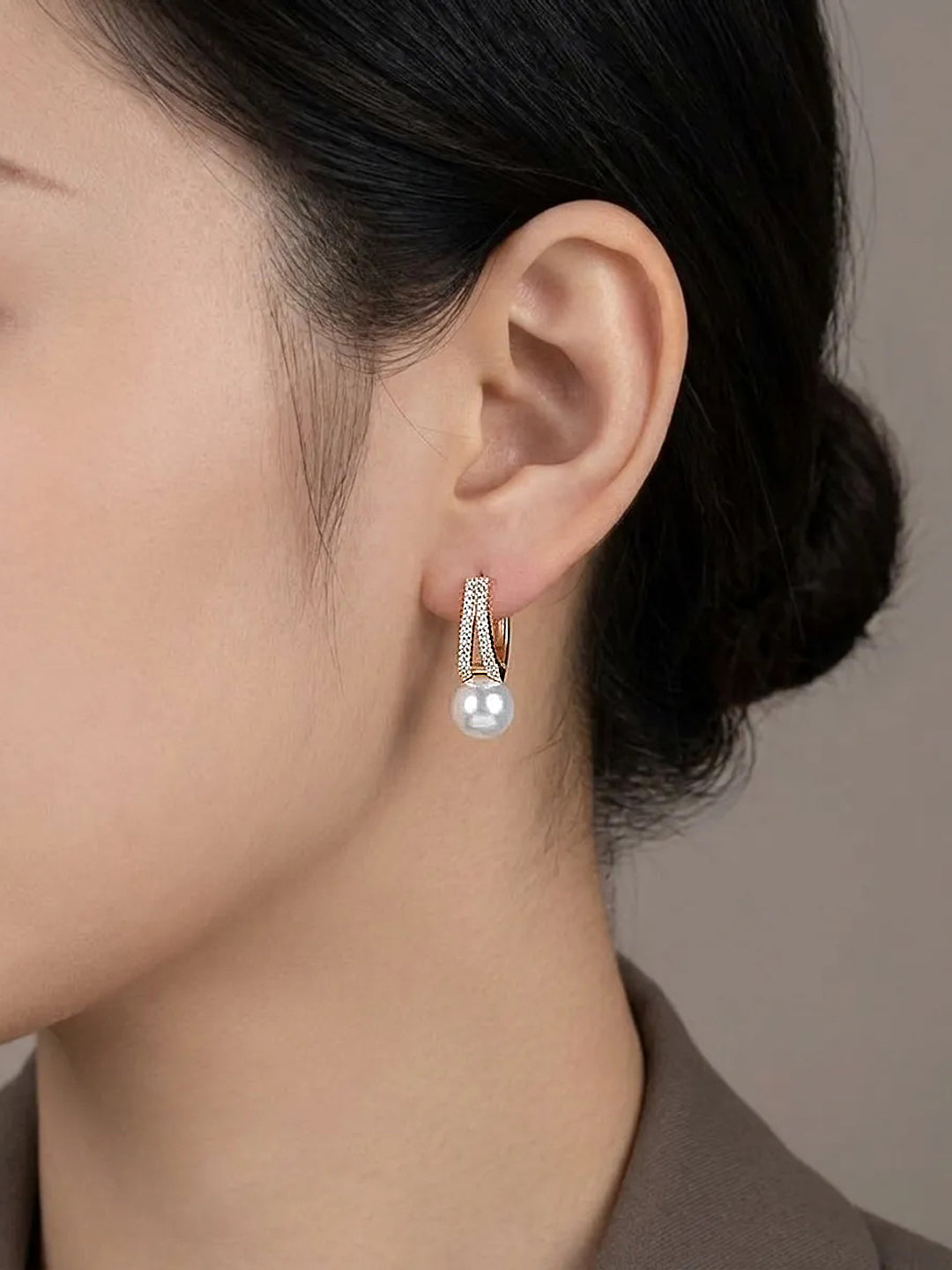Pearl & Diamond Hoop Earring
