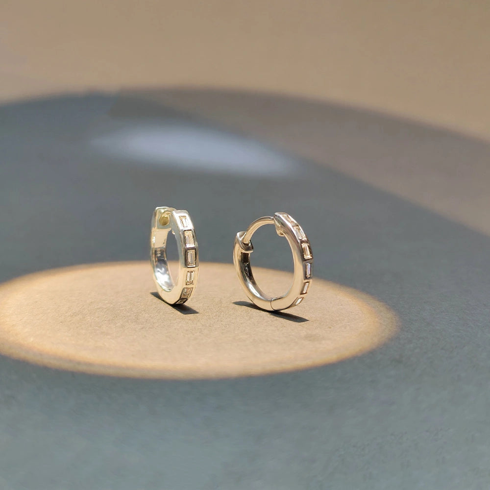 Medium baguette Diamonds Hoop Earrings