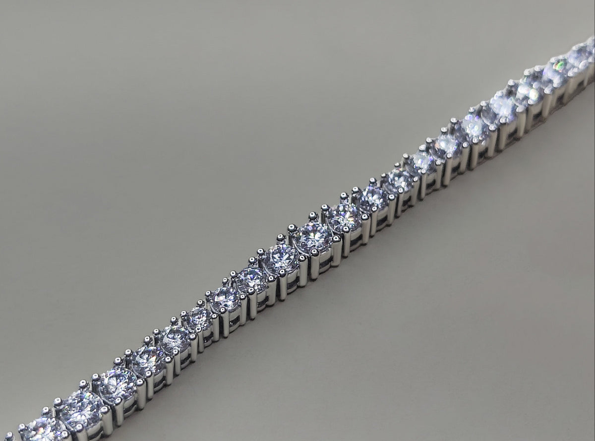 Sterling Silver Tennis Bracelet with Sparkling CZ