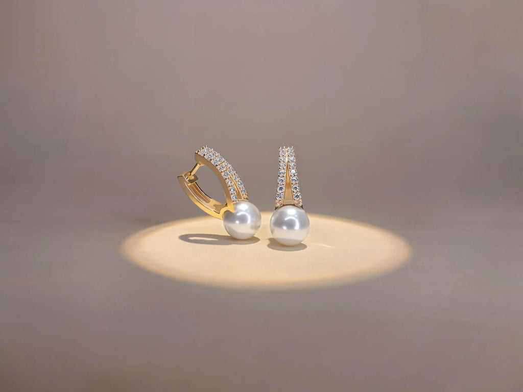 Pearl & Diamond Hoop Earring
