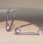 Silver Earrings for Women with Sculptural V Design