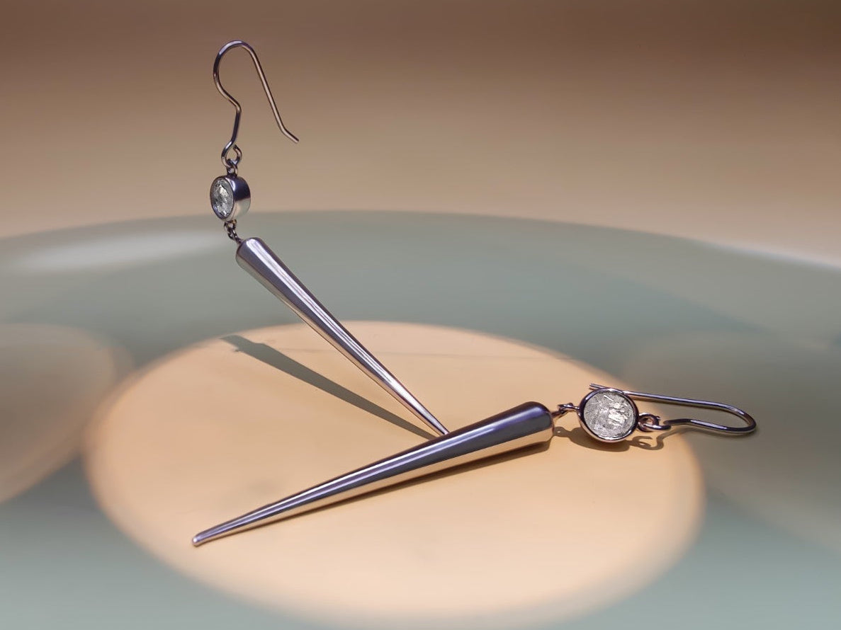 Art Deco Silver Pure Earrings with Dagger Drop Design