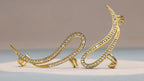 Celebrity Fancy Earring with Curved Gold Ear Cuff Design