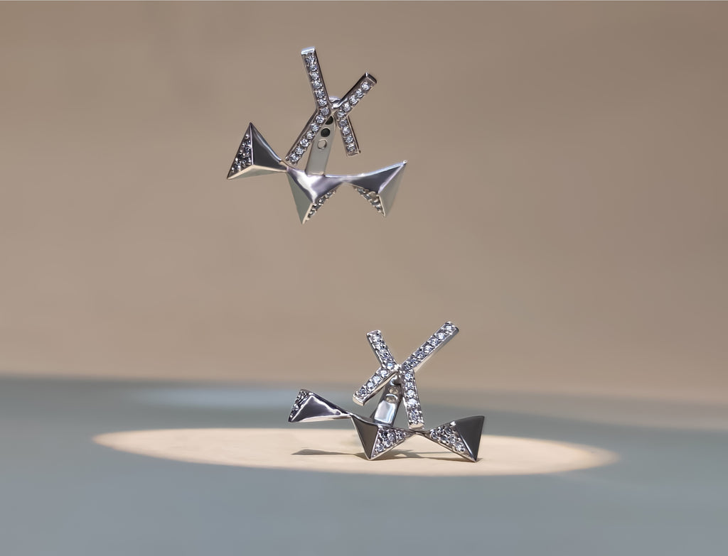 Stud Earrings for Women – Geometric Silver Design
