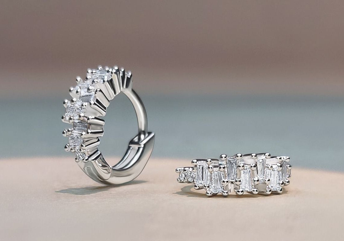 Baguette Diamonds Hoop Earring