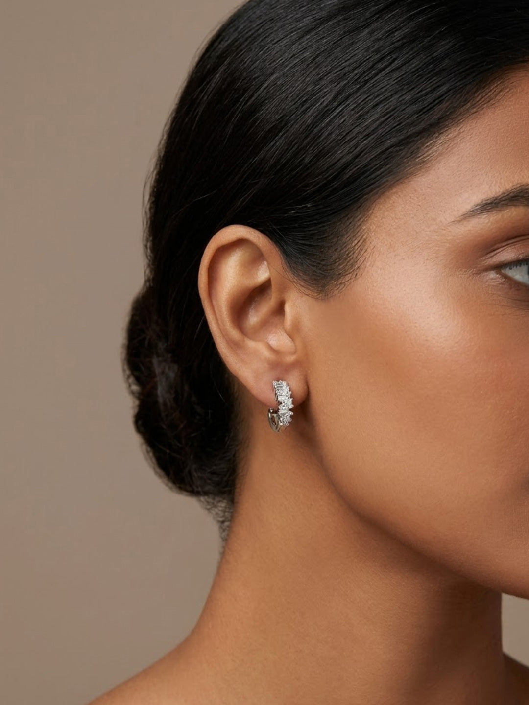 Baguette Diamonds Hoop Earring