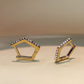 Geometry Inspired Gold Earrings for Women with Pentagon Hoop Design