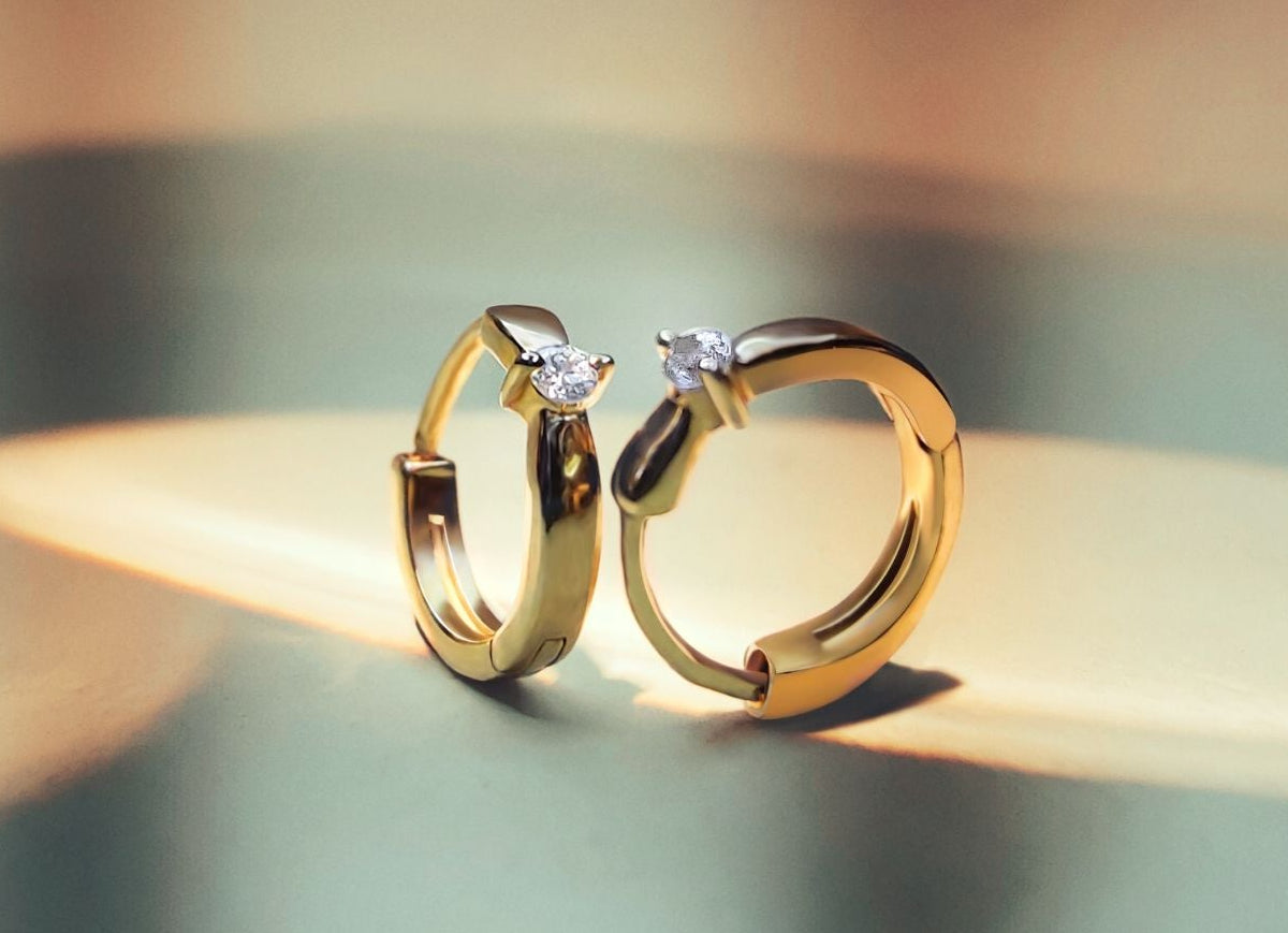 Hoop Earrings with Sparkling Prong Set CZ
