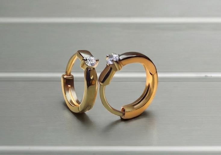 Hoop Earrings with Sparkling Prong Set CZ