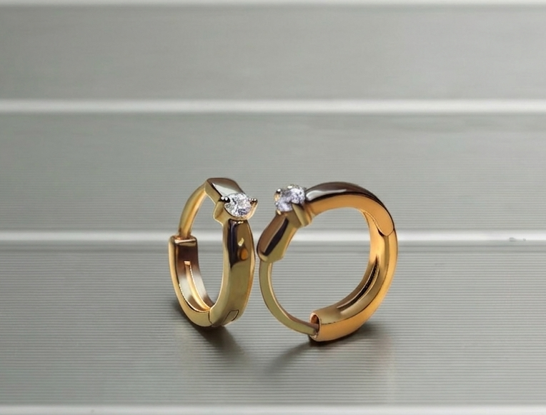 Hoop Earrings with Sparkling Prong Set CZ