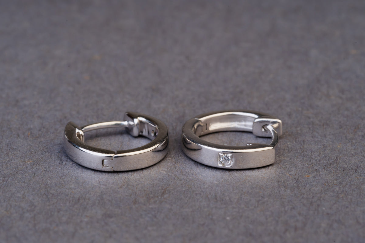 Rhodium Hoop Earrings for Women with White CZ