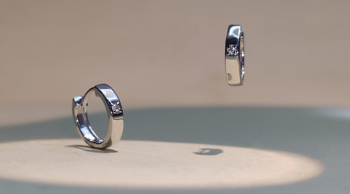 Rhodium Hoop Earrings for Women with White CZ