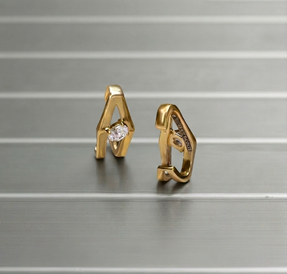 Sterling Silver Gold Ear Cuff with Marquise CZ