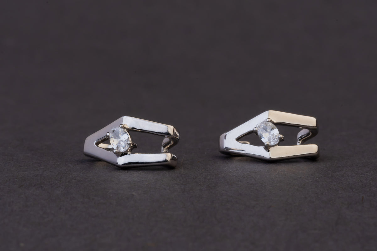 Sterling Silver Gold Ear Cuff with Marquise CZ