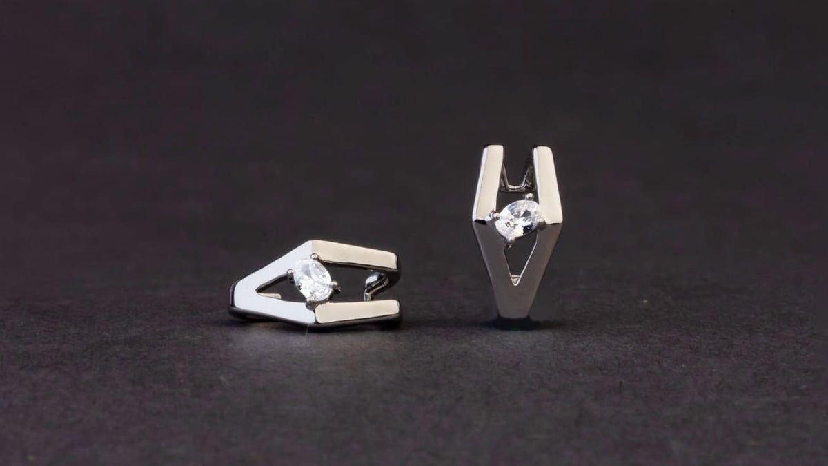 Sterling Silver Gold Ear Cuff with Marquise CZ
