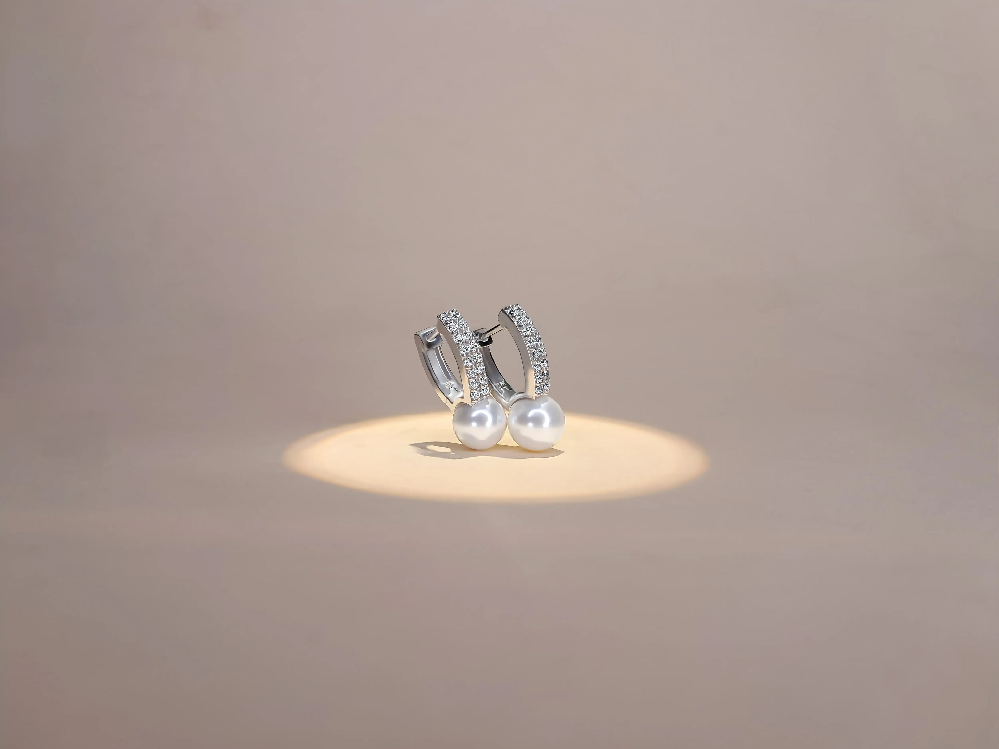 Pearl & Diamond Accent Hoop Earring