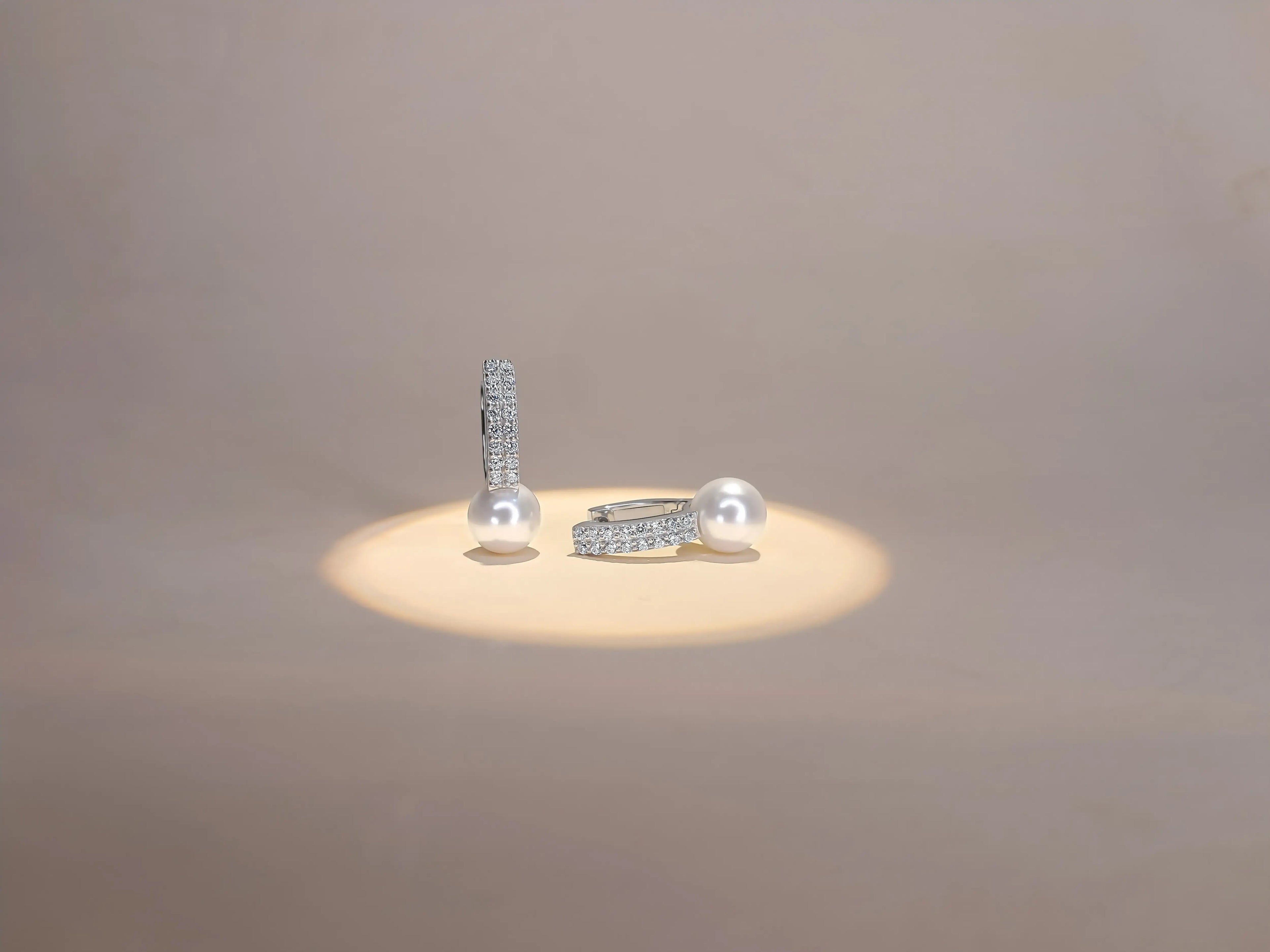 Pearl & Diamond Accent Hoop Earring