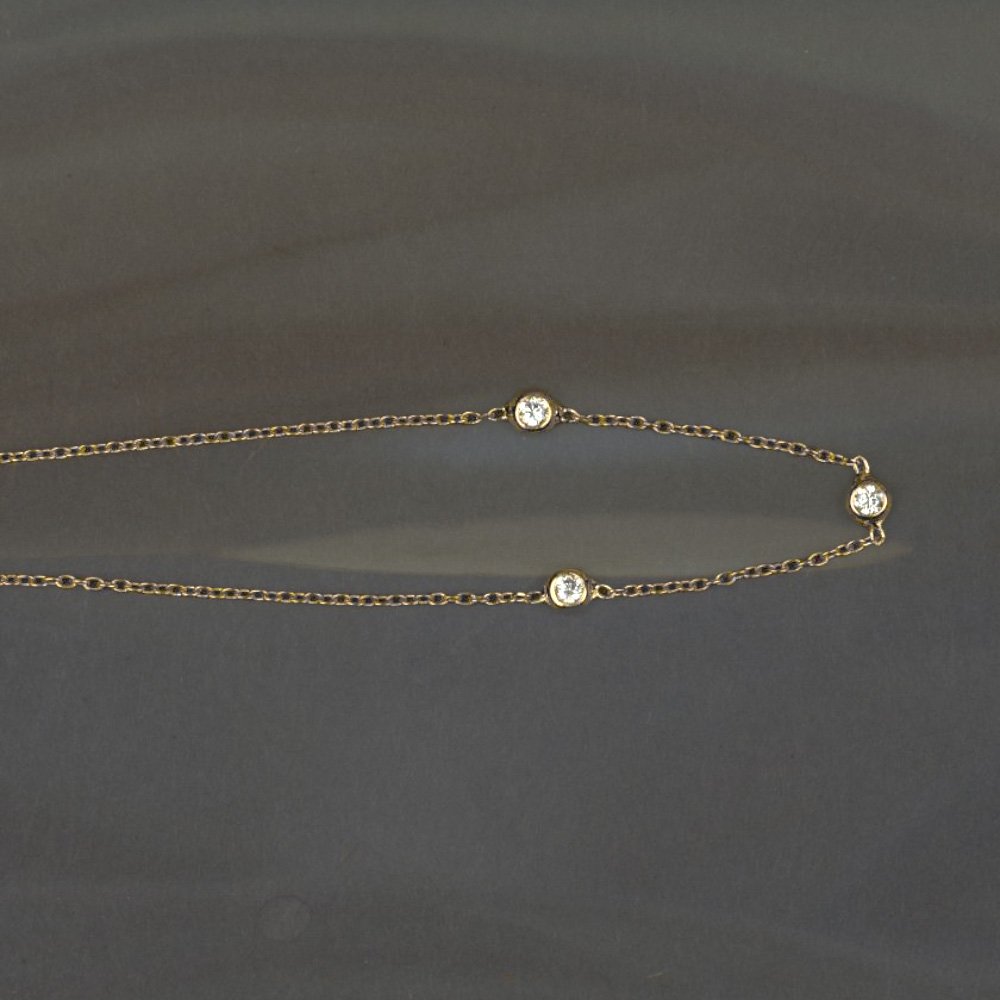 Minimal bezel-set diamond station chain Necklace