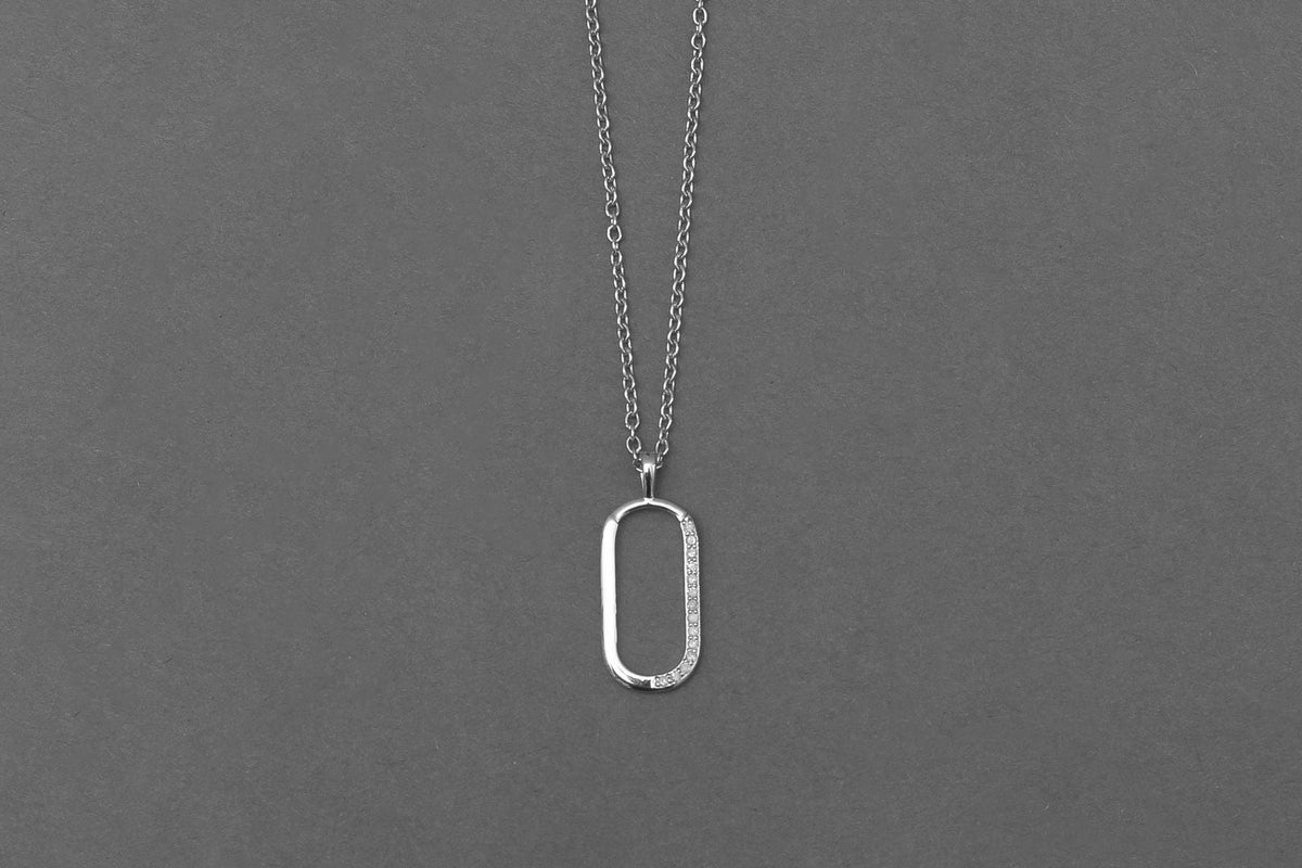 Sterling Silver Pendant Necklace with Sparkling CZ