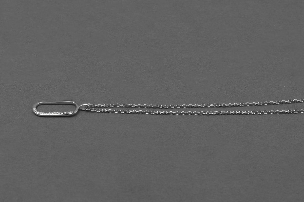 Sterling Silver Pendant Necklace with Sparkling CZ