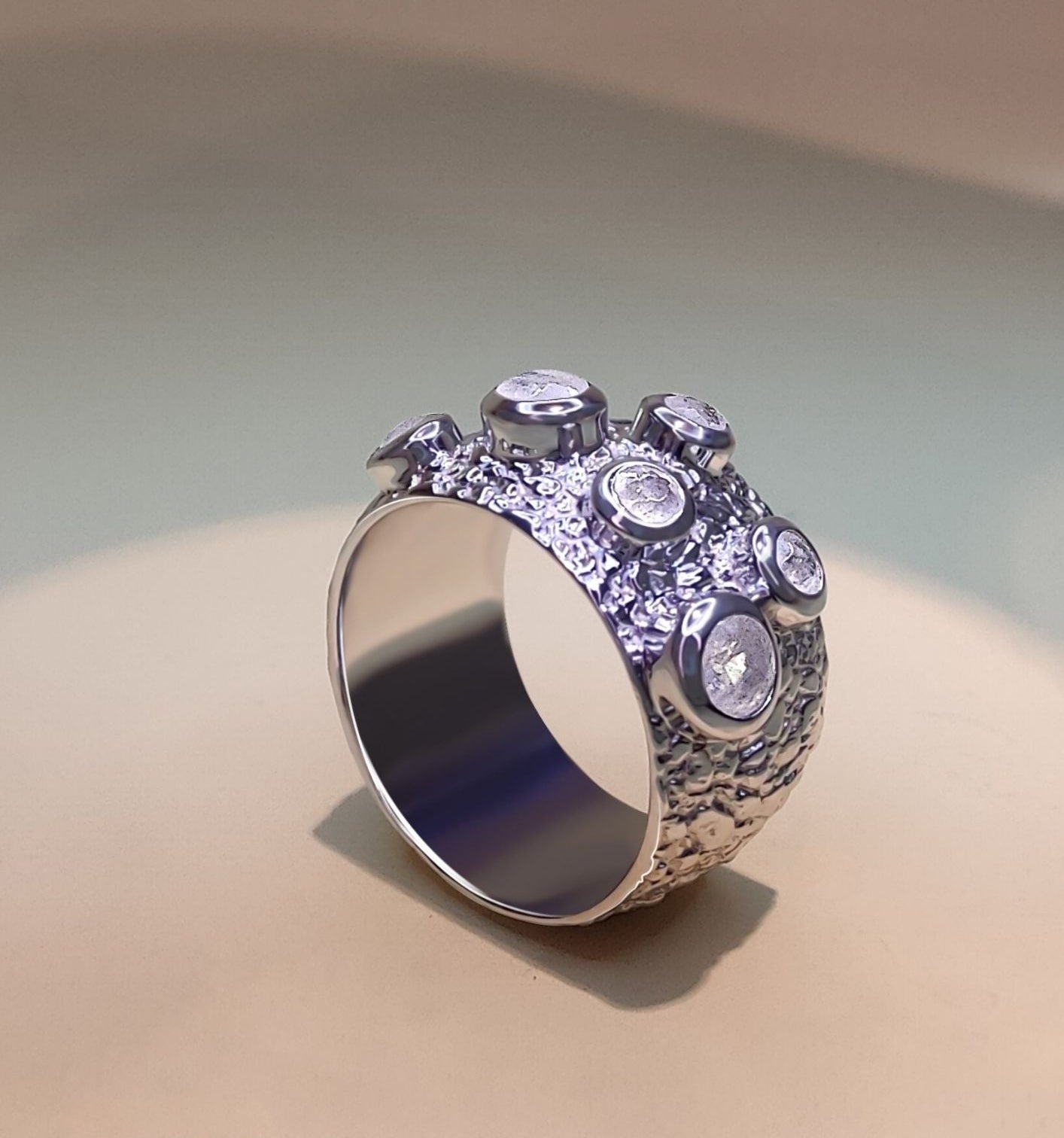 925 Sterling Silver Gold Plated Ring with Rainbow Moonstone