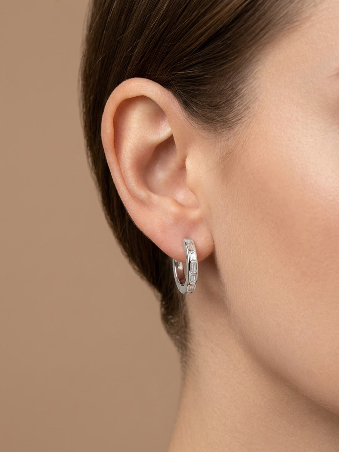 Medium baguette Diamonds Hoop Earrings