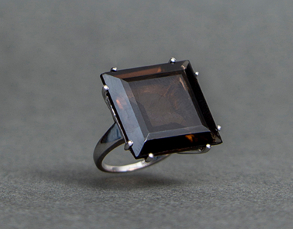 Unique Silver Rings – 925 Sterling Silver & Smokey Quartz