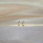 Gold Plated Sterling Silver Ear Cuff Studded With White Cz