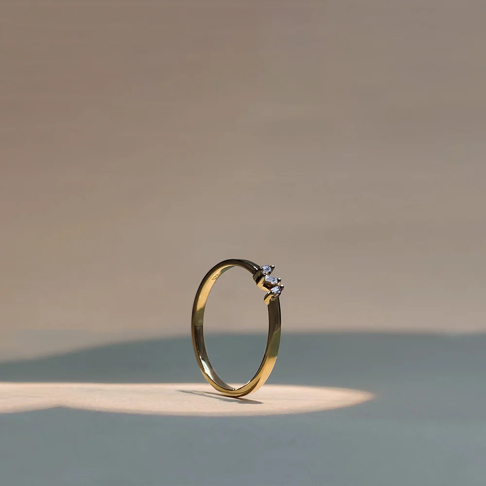 Delicate Triple Diamond Minimalist Ring
