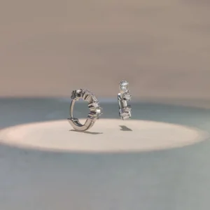 small hoop earrings with baguette cut diamonds