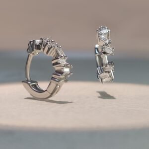 925 Sterling Silver Gold Plated Earring with White Cz