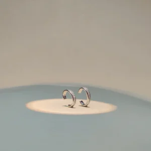 Gold Plated Sterling Silver Ear Cuff Studded With White Cz