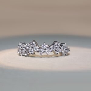 925 Sterling Silver Ring in Gold Plating with White Cz