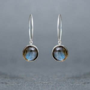 Labradorite Drop Hoop Earrings