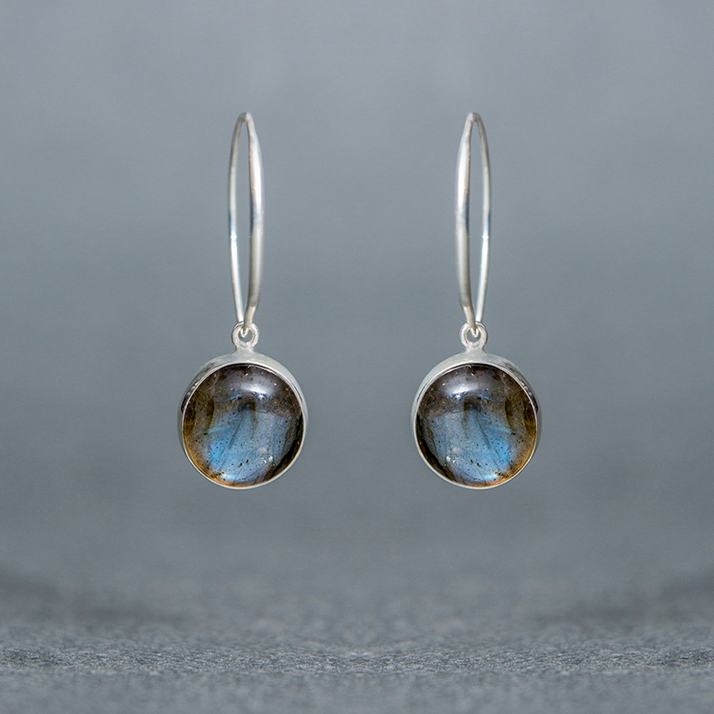 Labradorite Drop Hoop Earrings