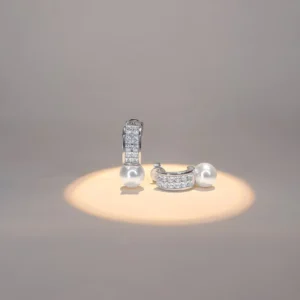 Pearl & Diamond Accent Stud Earring