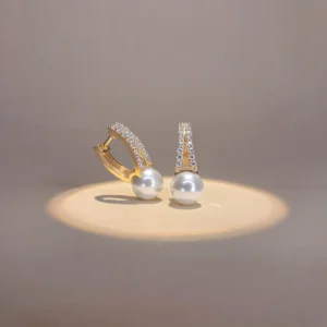 Pearl & Diamond Hoop Earring