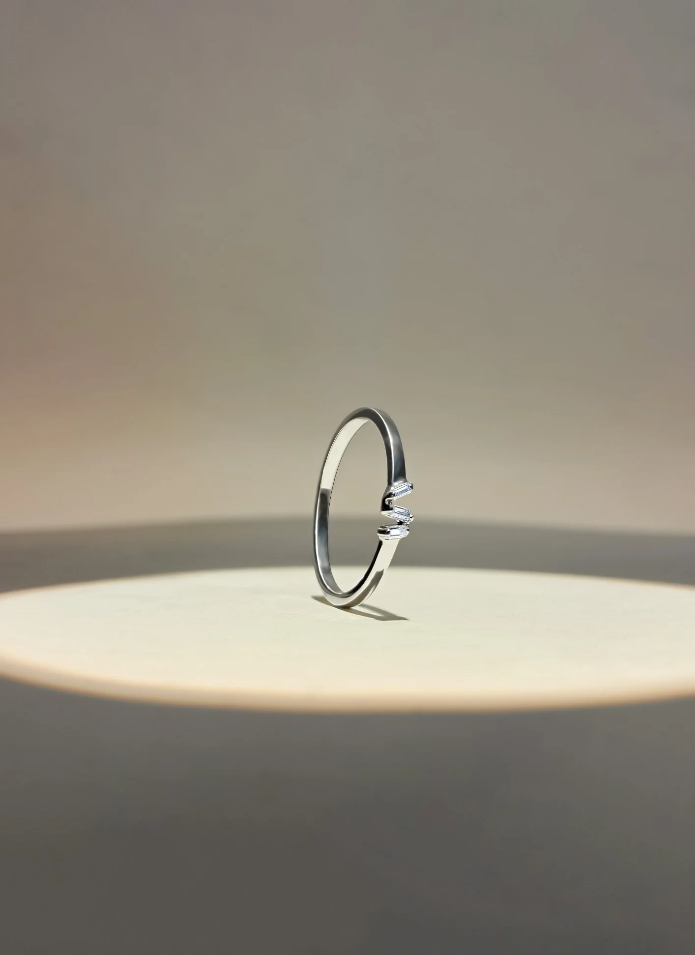 baguette Shaped diamond sterling silver ring